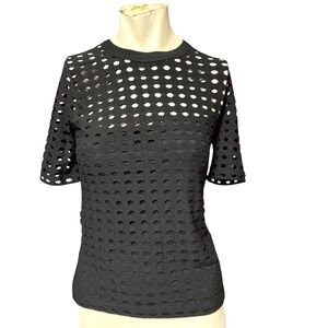 Alexander Wang Black eyelet Mesh Cutout top‎